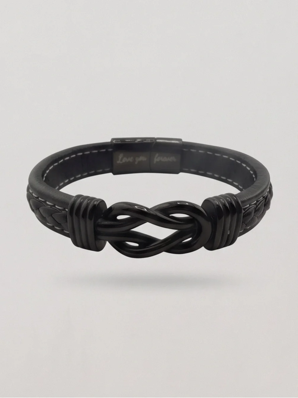Men's Braided Leather Infinity Knot Bracelet 